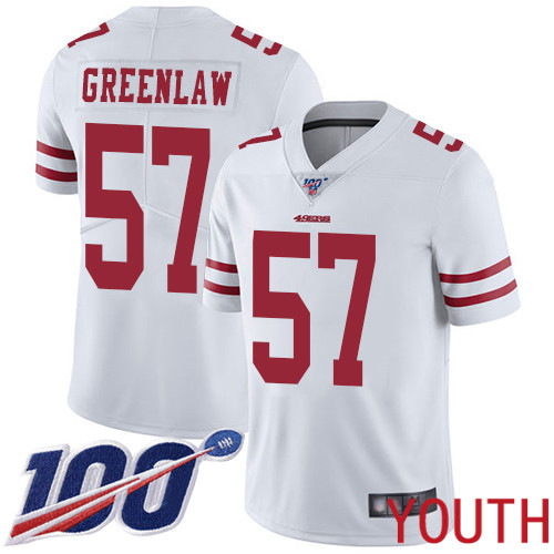 San Francisco 49ers Limited White Youth Dre Greenlaw Road NFL Jersey #57 100th Season Vapor Untouchable->san francisco 49ers->NFL Jersey